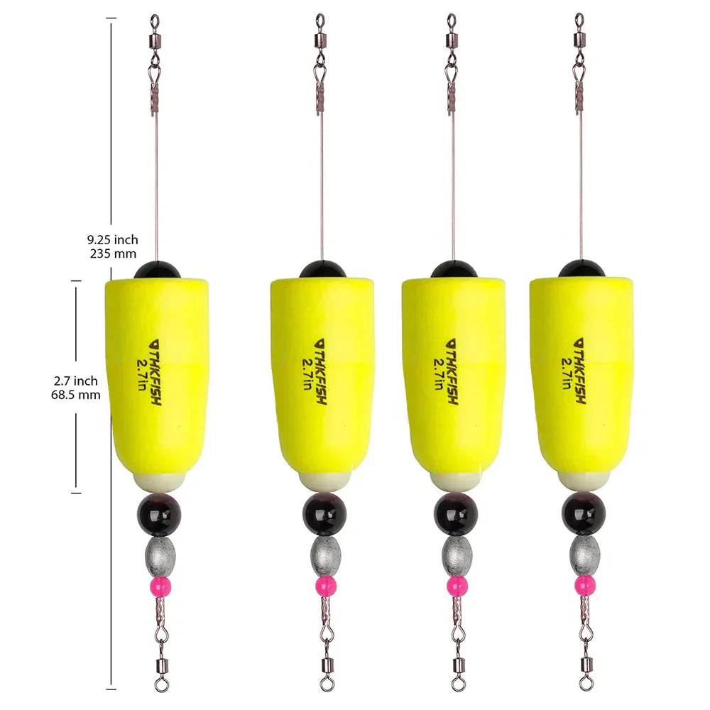 THKFISH Fishing Floats Bobbers for Float Rig Rattle Popping Cork Weighted Popping Floats Saltwater Sea Fishing Tackle