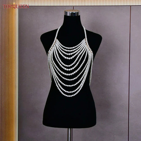 TOPQUEEN Crystals Bead Wedding Wrap Jewelry Necklaces Accessories for Girls Evening Dress Shawl Bridal Shoulders Chain VG09