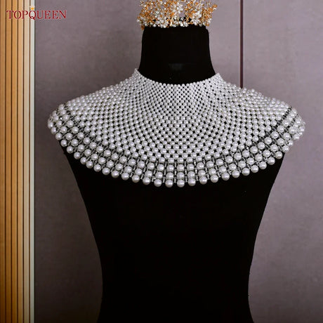 TOPQUEEN Crystals Bead Wedding Wrap Jewelry Necklaces Accessories for Girls Evening Dress Shawl Bridal Shoulders Chain VG09