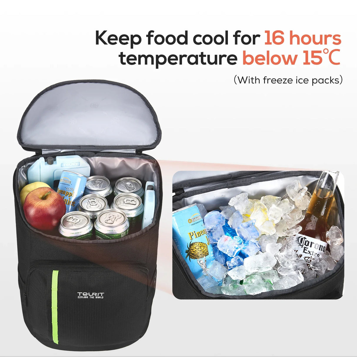 TOURIT 30 Liters Thermal Backpack for Beer Lightweight Waterproof Large Fresh Keeping Insulated Bag  Cooler Backpack Delivery