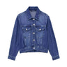 TRAFZA 2024 Spring New Women's Retro Street Denim Jacket Fashion Lapel Single-Breasted Round Neck Pocket Top Women's Chic Jacket