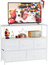 TV Stand for Bedroom, TV Dresser for 45 inches, Media Console Table, Entertainment Center with 5 Fabric Drawers Cabinet