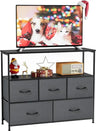 TV Stand for Bedroom, TV Dresser for 45 inches, Media Console Table, Entertainment Center with 5 Fabric Drawers Cabinet