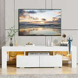 TV Stand with LED Lights, Entertainment Center Media and Open Shelf Console Table Storage Desk ，up to 75 Inch TV