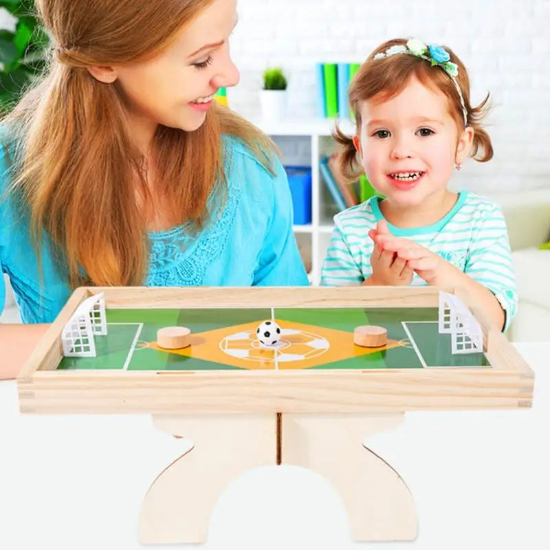 Table Soccer Game For Kids Wooden Double-Sided Board Game With Flying Chess Funny Aeroplane Chess For Hand-Eye Coordination