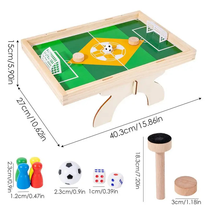 Table Soccer Game For Kids Wooden Double-Sided Board Game With Flying Chess Funny Aeroplane Chess For Hand-Eye Coordination