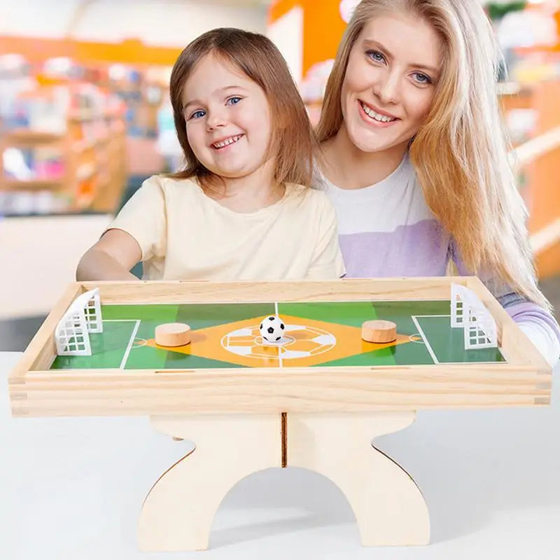 Table Soccer Game For Kids Wooden Double-Sided Board Game With Flying Chess Funny Aeroplane Chess For Hand-Eye Coordination