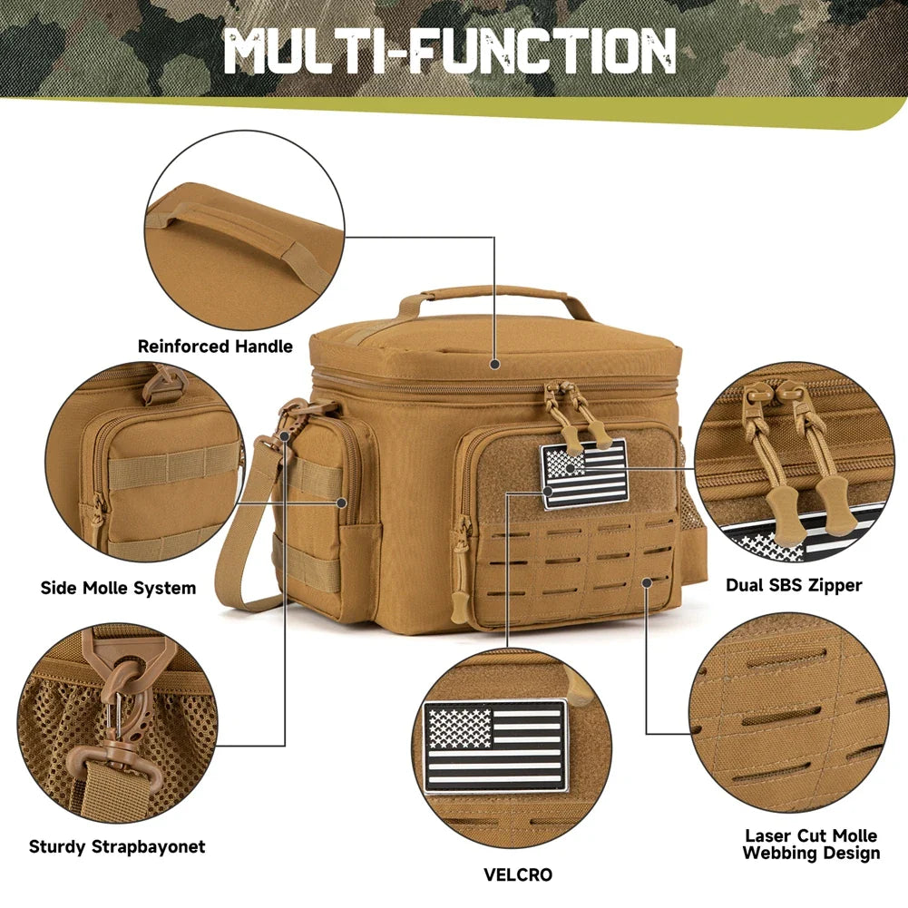 Tactical Lunch Bag for Men Military Heavy Duty Lunch Box Work Leakproof Insulated Durable Thermal Cooler Bag Meal Camping Picnic