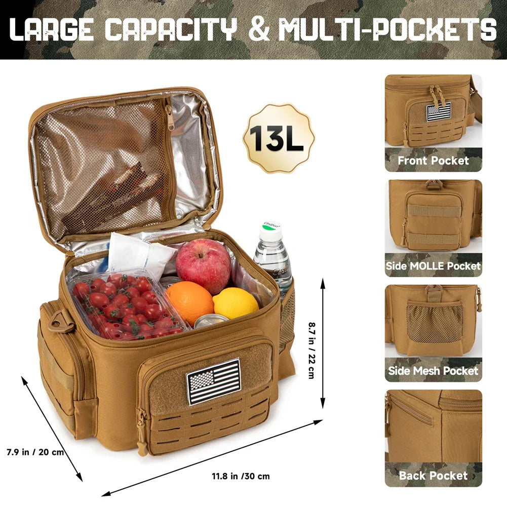 Tactical Lunch Bag for Men Military Heavy Duty Lunch Box Work Leakproof Insulated Durable Thermal Cooler Bag Meal Camping Picnic