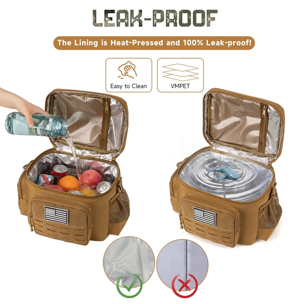 Tactical Lunch Bag for Men Military Heavy Duty Lunch Box Work Leakproof Insulated Durable Thermal Cooler Bag Meal Camping Picnic