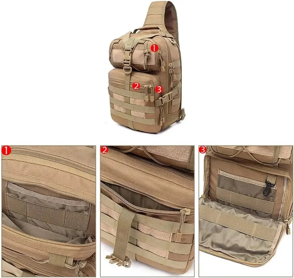 Tactical Military Sling Backpack Small Sling Rover Shoulder Bag Molle Outdoor Camping Daypack Backpack With Adjustable Strap