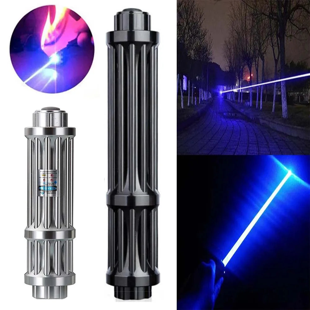 Tactical camping tool Powerful Laser Pointer Pen Hunting 450nm High Power Blue Light Adjustable Beam Burning Match 5 Modes