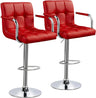 Tall Bar Stools Set of 2 Modern Square PU Leather Adjustable BarStools Counter Height Stools with Arms and Back Bar Chairs