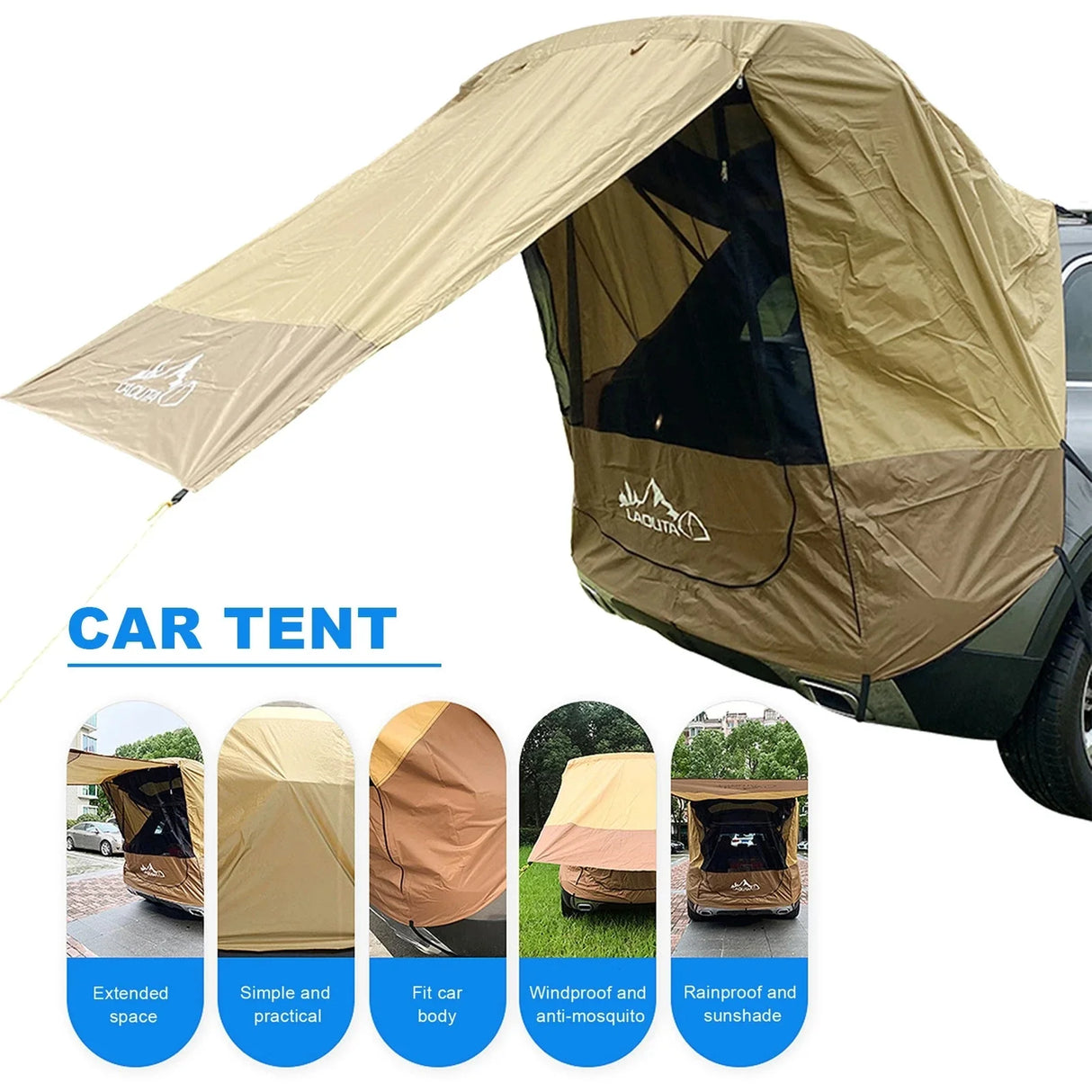 Tent for Car Trunk Sunshade Rainproof Rear Tent Simple Motorhome For Self-driving Tour Barbecue Camping Hiking Tent