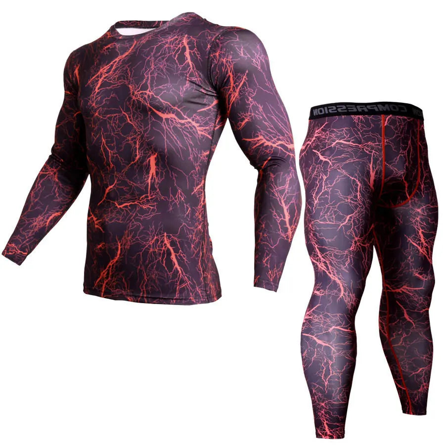 Thermal Underwear Rash Guard Kit MMA Compression Apparel Leggings Men Unionsuit Bodybuilding T-Shirt Camouflage Tracksuit Men