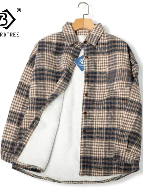 Thick Velvet Plaid Shirts Women Winter Warm Blouses and Tops New Casual Woolen Shirt Jacket Female Clothes Coat Outwear C17001X