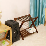 Thickened Luggage Rack Foldable Floor Standing with Shoes Shelf Suitcase Stand for Hotel Travel Home