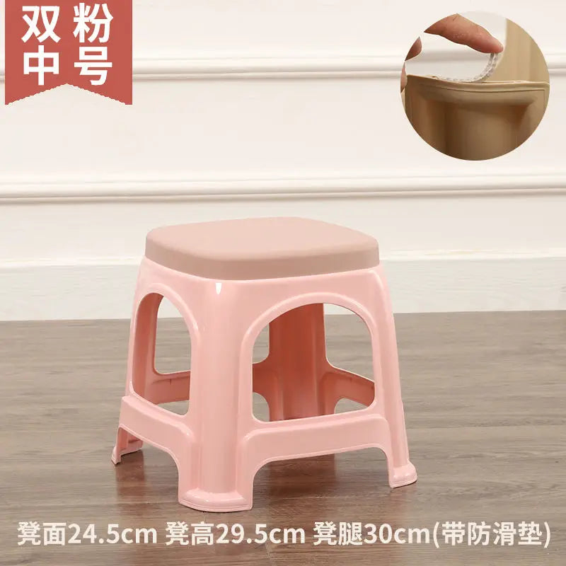 Thickened plastic stools, household adult rubber benches living room dining table chairs, high stools, anti slip mature