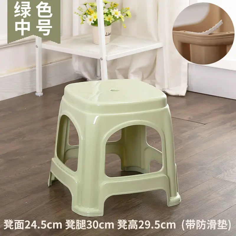 Thickened plastic stools, household adult rubber benches living room dining table chairs, high stools, anti slip mature