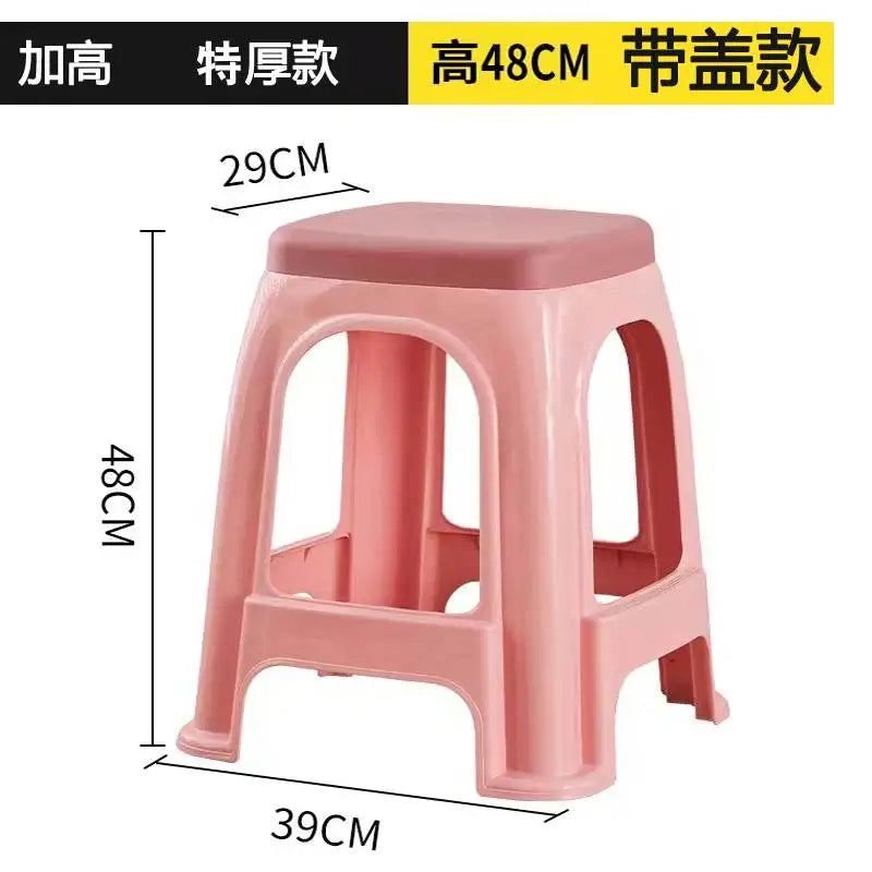 Thickened plastic stools, household adult rubber benches living room dining table chairs, high stools, anti slip mature