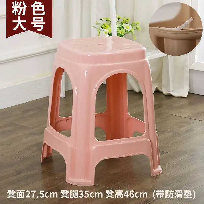 Thickened plastic stools, household adult rubber benches living room dining table chairs, high stools, anti slip mature