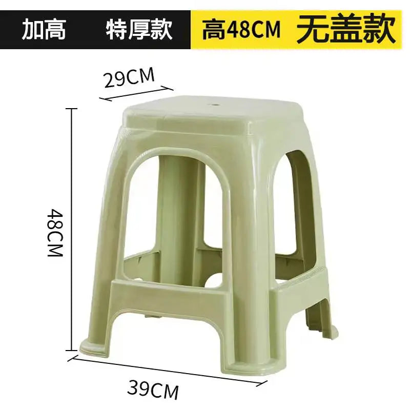 Thickened plastic stools, household adult rubber benches living room dining table chairs, high stools, anti slip mature