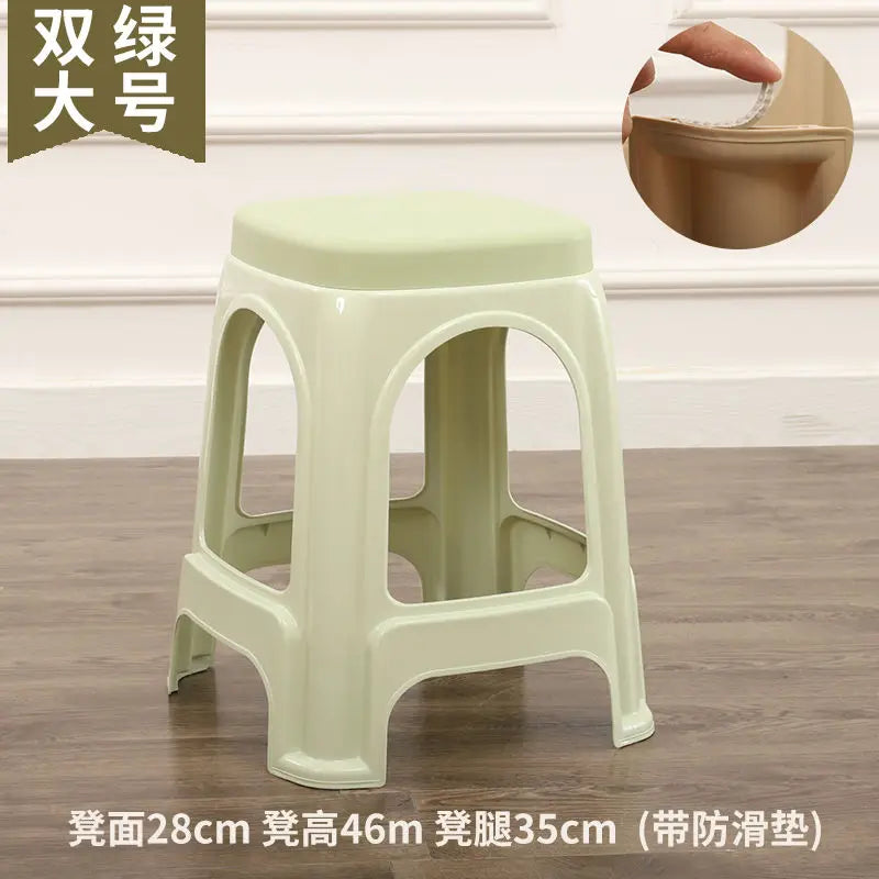 Thickened plastic stools, household adult rubber benches living room dining table chairs, high stools, anti slip mature