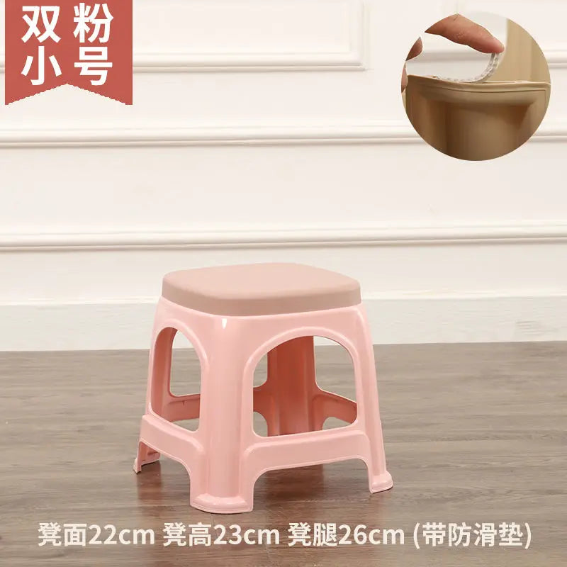 Thickened plastic stools, household adult rubber benches living room dining table chairs, high stools, anti slip mature