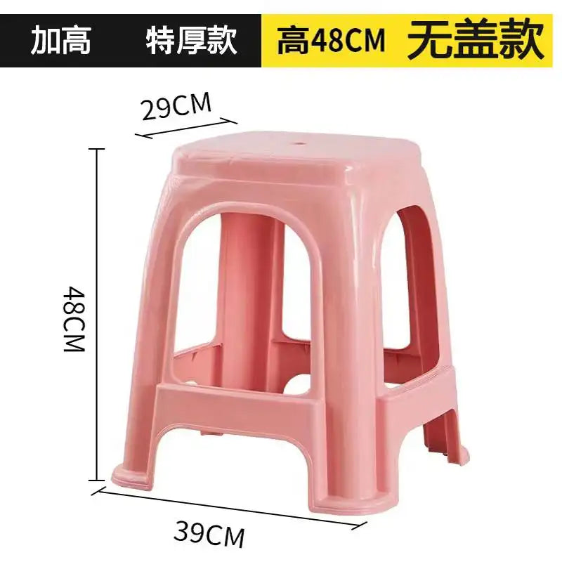 Thickened plastic stools, household adult rubber benches living room dining table chairs, high stools, anti slip mature