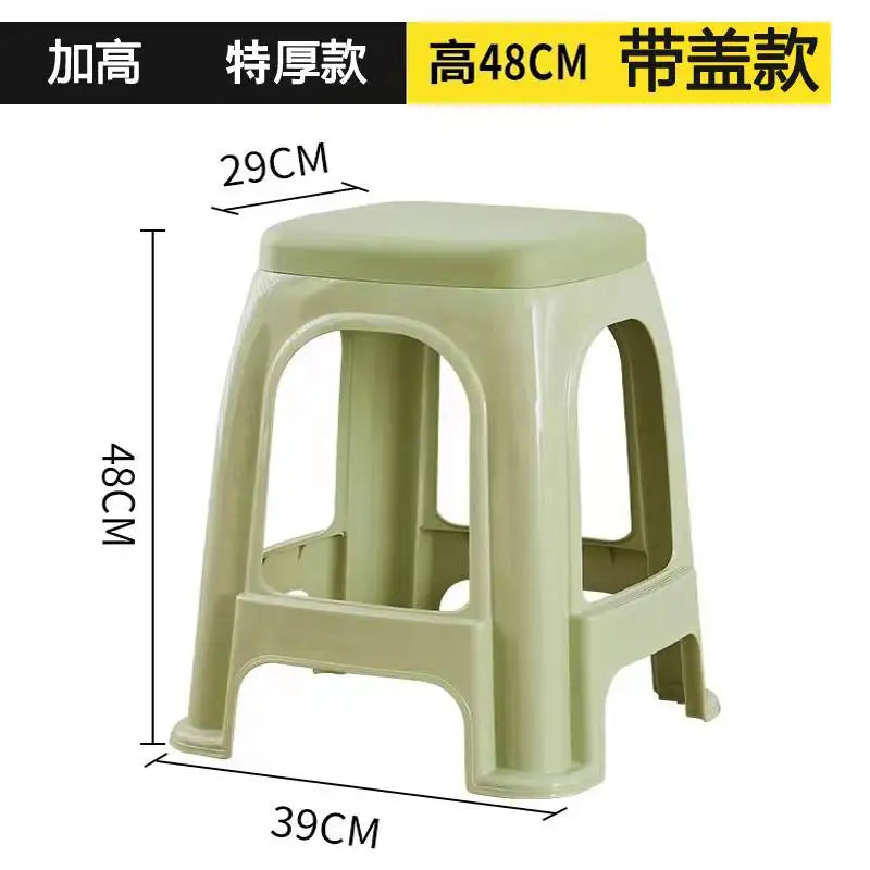 Thickened plastic stools, household adult rubber benches living room dining table chairs, high stools, anti slip mature