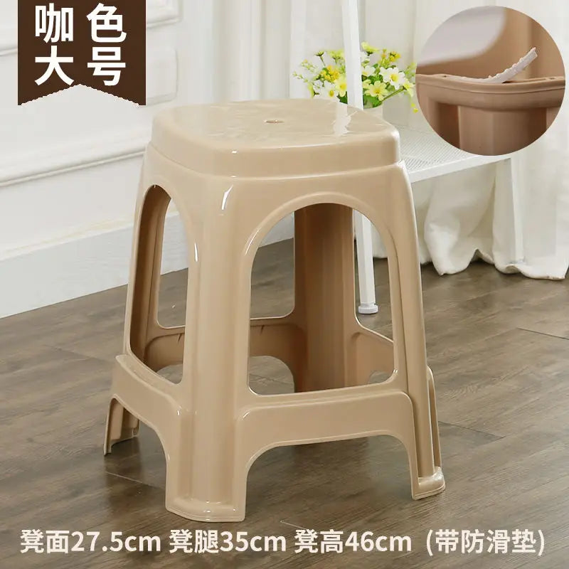 Thickened plastic stools, household adult rubber benches living room dining table chairs, high stools, anti slip mature