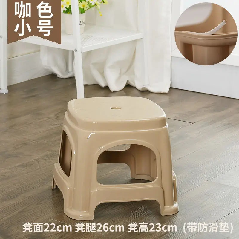 Thickened plastic stools, household adult rubber benches living room dining table chairs, high stools, anti slip mature