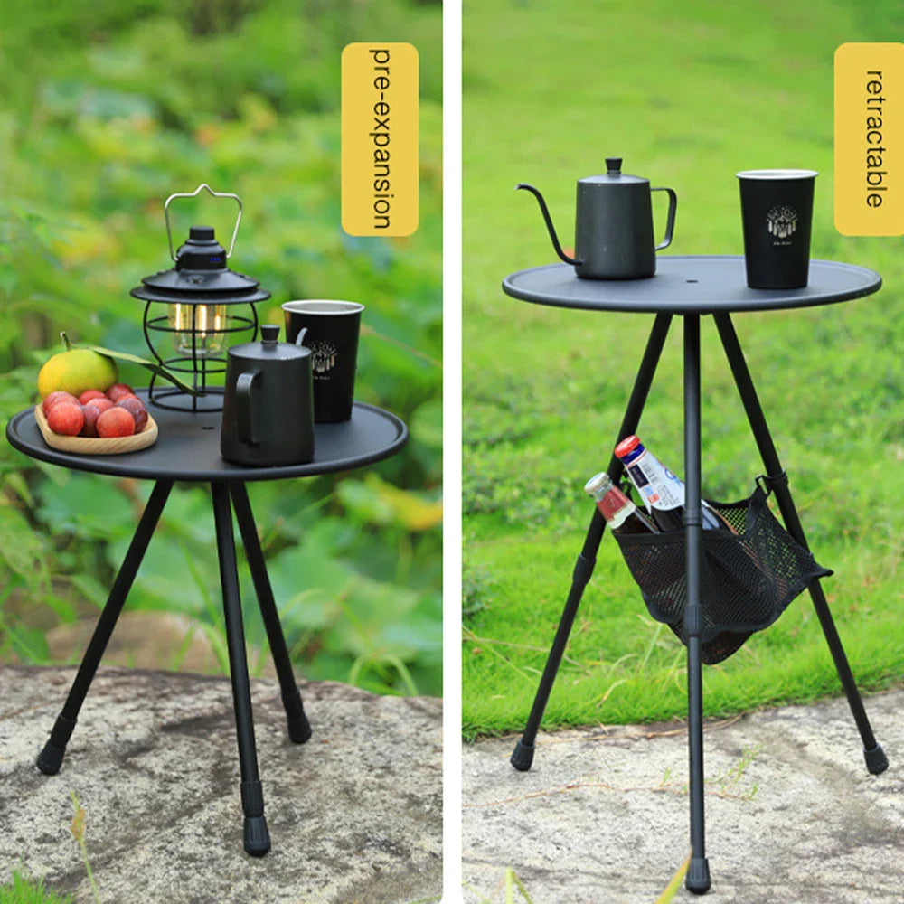 Three-legged Folding Round Table Outdoor Dining Table Portable Aluminum Alloy Coffee Table Hike Picnic Table