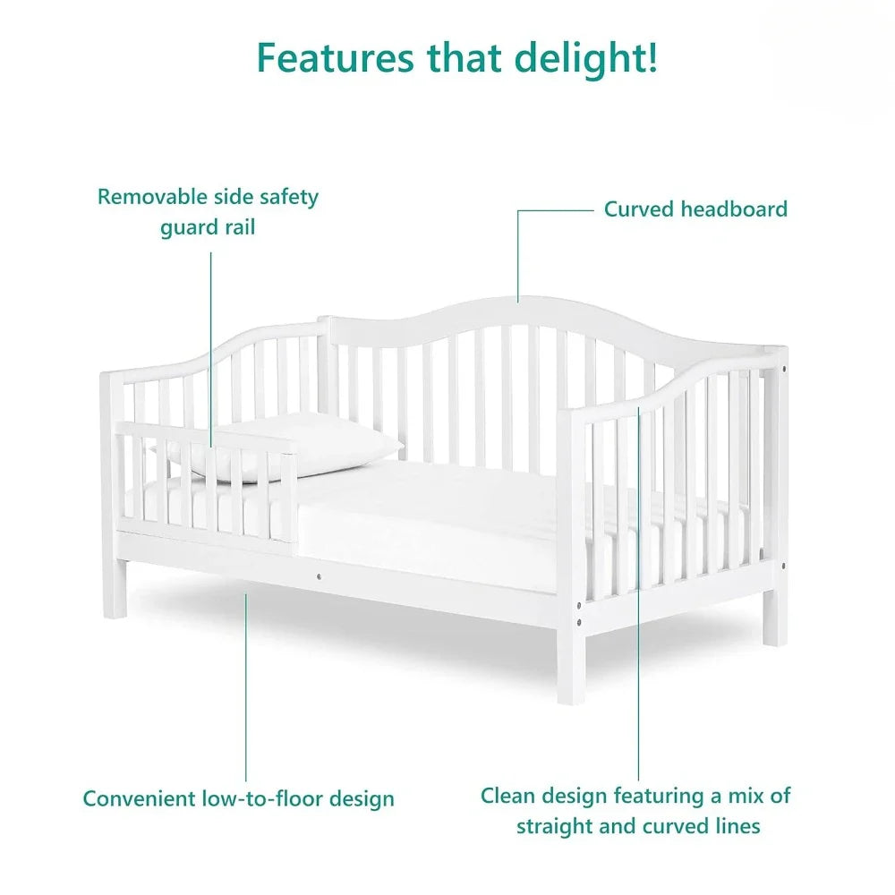 Toddler Day Bed in White Children Beds Gold Certified 54x30x29 Inch (Pack of 1) Kids Bed Frame Furniture