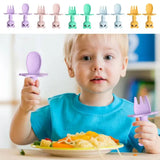 Toddler Fork And Spoon Set Cartoon Shape Silicone Toddler Utensils Cartoon Panda Design Feeding Tableware Dinner Kit for Home