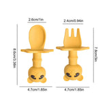 Toddler Fork And Spoon Set Cartoon Shape Silicone Toddler Utensils Cartoon Panda Design Feeding Tableware Dinner Kit for Home