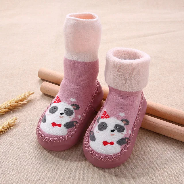 Toddler Indoor Sock Shoes Newborn Prewalker Kids Winter Thick Terry Cotton Baby Girl Sock Rubber Sole Infant Cartoon Funny Sock