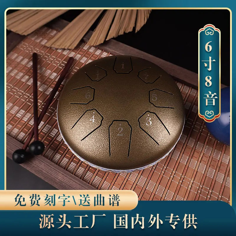 Tongue Drum 6 Inch 8 Note Treble Mini Ethereal Drum Children Steel Pan Hand Drums Yoga Meditation Percussion Instruments Gifts