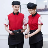 Top Workwear Shop Short-sleeved Coffee Tea Waitress Restaurant Uniform Women Shops Single Shirt Hot Waiter Pot Summer Milk