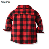 Top and Top Spring Autumn Fashion Baby Boy Long Sleeve Cotton Plaid Shirt Casual Turn-down Classic Kids Gentleman Blouses Tops