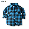 Top and Top Spring Autumn Fashion Baby Boy Long Sleeve Cotton Plaid Shirt Casual Turn-down Classic Kids Gentleman Blouses Tops