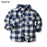 Top and Top Spring Autumn Fashion Baby Boy Long Sleeve Cotton Plaid Shirt Casual Turn-down Classic Kids Gentleman Blouses Tops