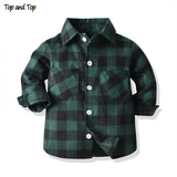 Top and Top Spring Autumn Fashion Baby Boy Long Sleeve Cotton Plaid Shirt Casual Turn-down Classic Kids Gentleman Blouses Tops