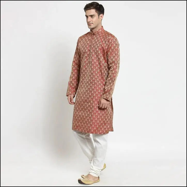 Traditional Indian Men's Shirt Pakistan Kurti Long Top Spring Blouse