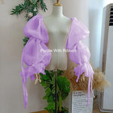 Translucent Organza Sleeve gorgeous ribbons Dreamlike Puff Sleeve  Wedding Accessories  DG010