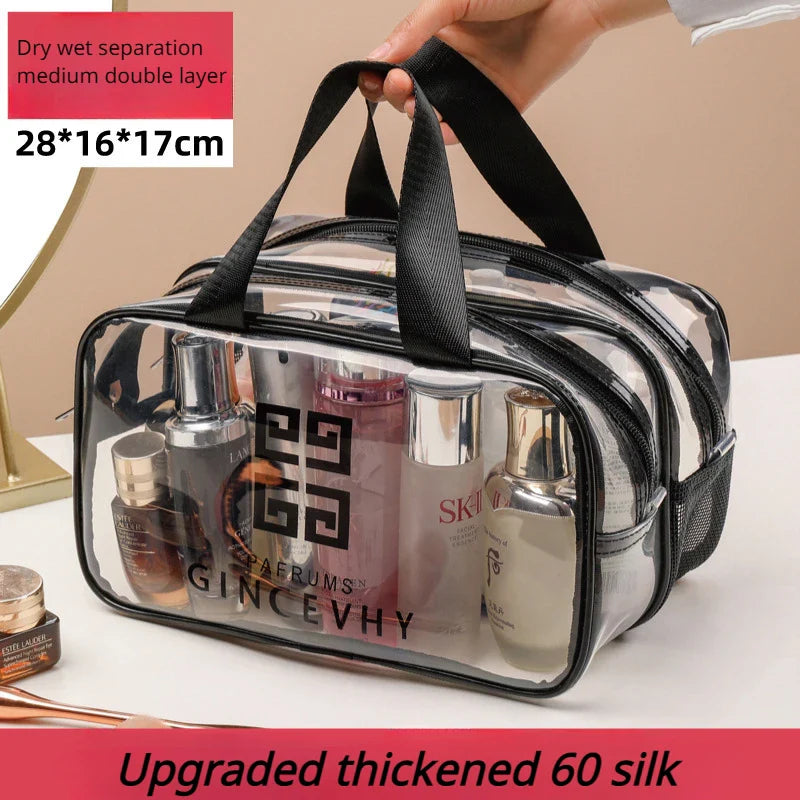 Transparent Makeup Bag Organizer Hangbag Storage Bags Dry Wet Separation Cosmetic case Female necessaries Travel Toiletry Bag