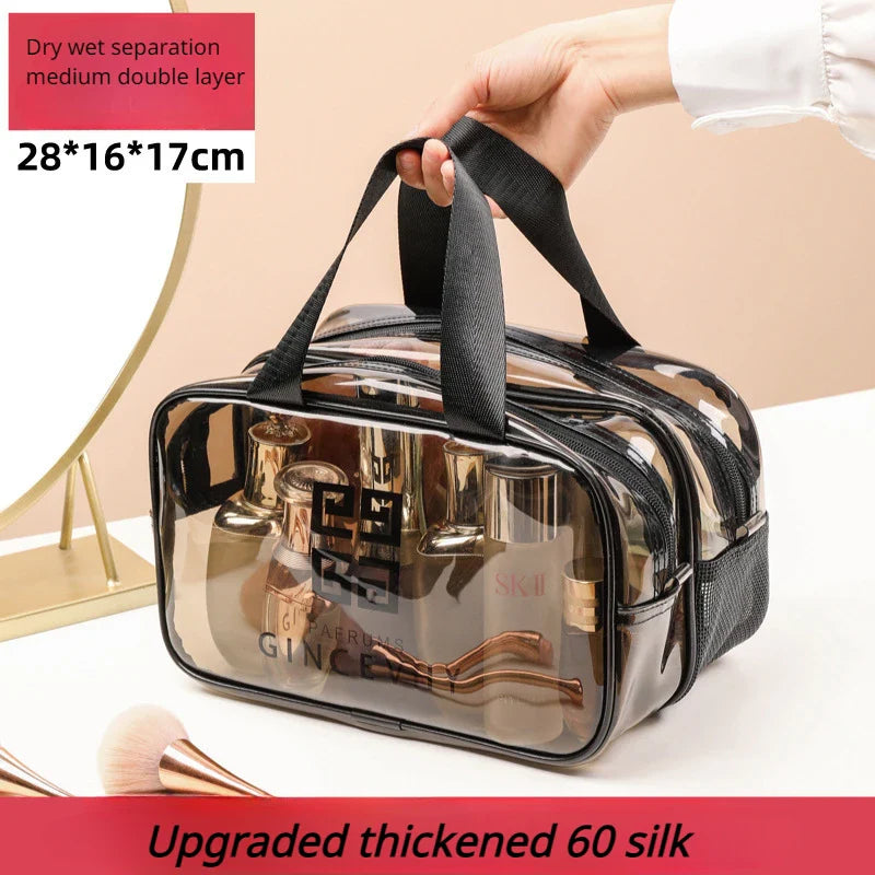 Transparent Makeup Bag Organizer Hangbag Storage Bags Dry Wet Separation Cosmetic case Female necessaries Travel Toiletry Bag