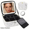 Travel Makeup Bag with Mirror of LED Lighted, Makeup Train Case with Adjustable Dividers, Detachable 10x Magnifying Mirror