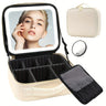 Travel Makeup Bag with Mirror of LED Lighted, Makeup Train Case with Adjustable Dividers, Detachable 10x Magnifying Mirror