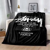 Trendy street sports fashion S-Stussy soft Flannel Throw blanket Children and adult Gift Sofa Travel Camping Household blanket